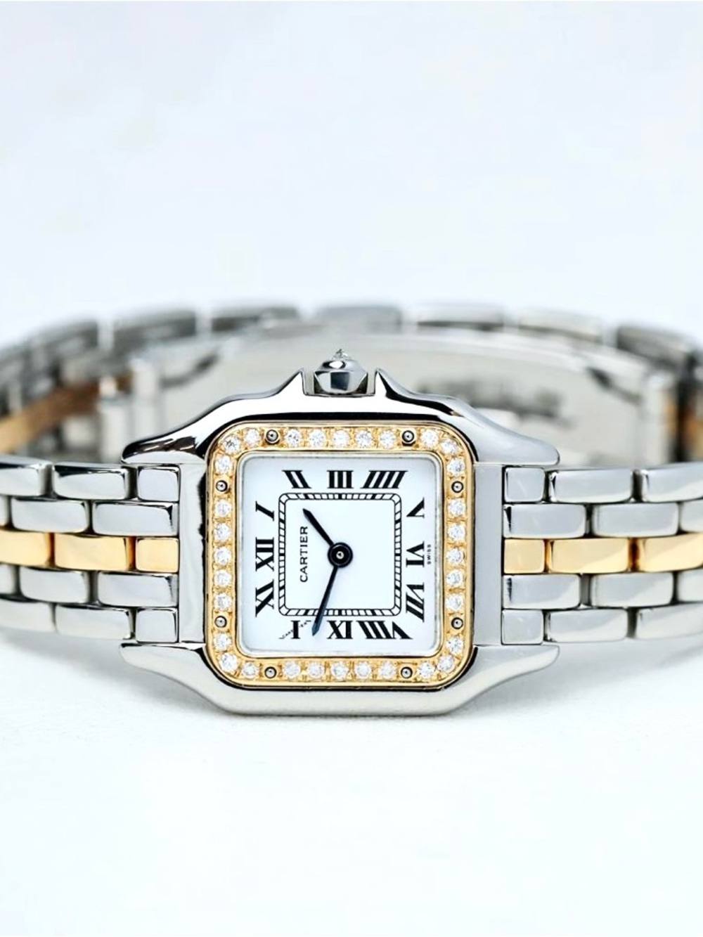 CARTIER PANTHERE Quartz 23mm 1 Row Gold 0.33TCW DIAMOND Watch White Dial